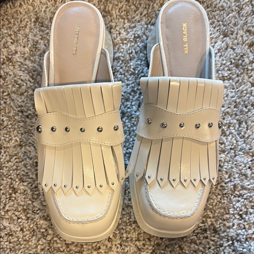 All Black Cream Slide On
